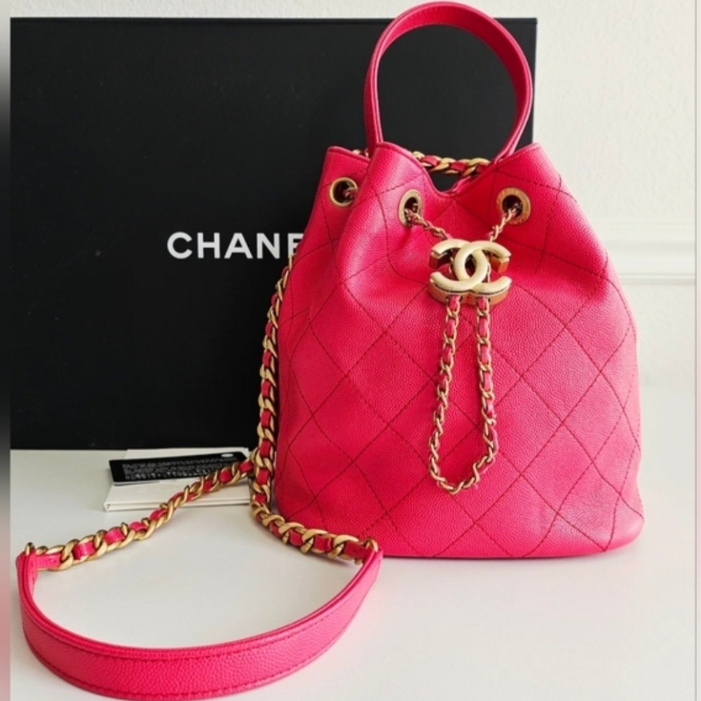 *SOLD* Chanel Pink Caviar Mini Bucket Bag - Picture 14 of 14